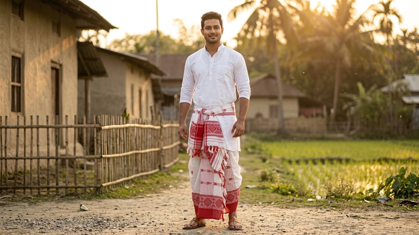 Premium Red Traditional Lungi